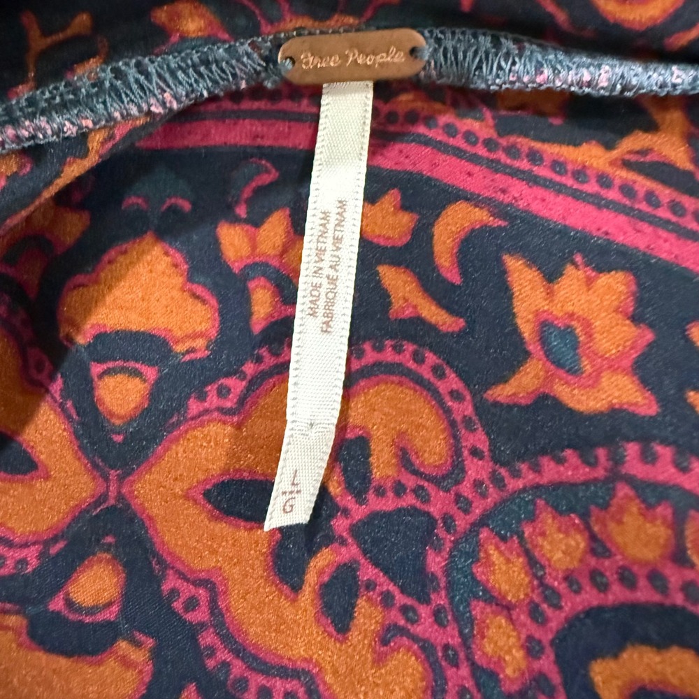 Free People Mini Dress Womens Large Teal Orange Excellent Boho Medallion Print - Picture 7 of 9
